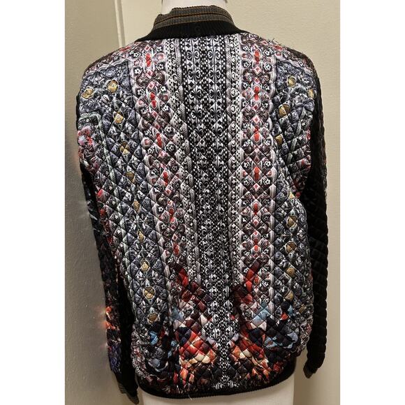 Rare Clover Canyon Printed Multicolor Irish Box Print Zip Up Bomber Jacket - L - Picture 7 of 9